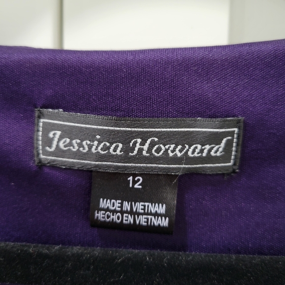 Jessica Howard Purple Polka Dot Surplice Neckline Size 12 Dress - Picture 4 of 10